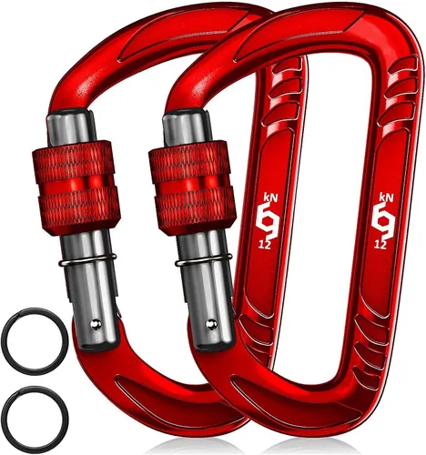 Vista 21 de Rhino Produxs 12kN (2697 lbs) Heavy Duty Carabiner Clips Autolocking Negro