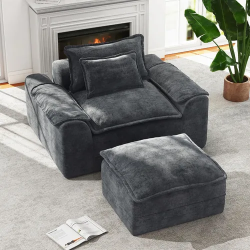 Vista 27 de Hobestluk Cloud - Sofá individual de espuma viscoelástica con asiento profundo, sofá en forma de L con funda extraíble, sofá grande para sala