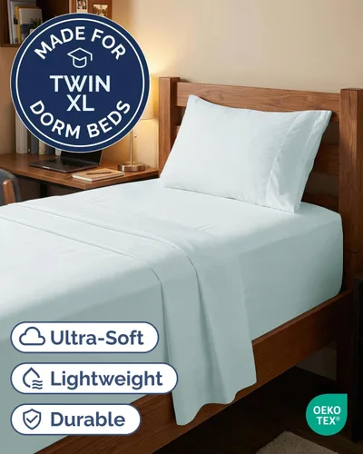Vista 626 de Extra Deep Twin XL Sheet Set - 3 Piece College Dorm Room - White 01-Blanco