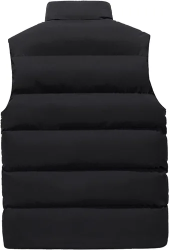 Vista 2 de WENKOMG1 Chaleco con capucha con doble cremallera para hombre, abrigo de color sólido, abrigo cálido y grueso, sin mangas, chaqueta suelta
