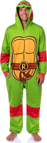 Vista 9 de INTIMO Disfraz de tortuga ninja con capucha para hombre, pijama de dormir para adultos Leonardo