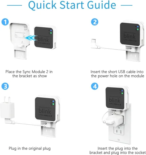 Vista 5 de Soporte de pared con enchufe para Blink Sync Module 2, soporte de montaje para cámara exterior Blink sin cables desordenados, soporte de cámara