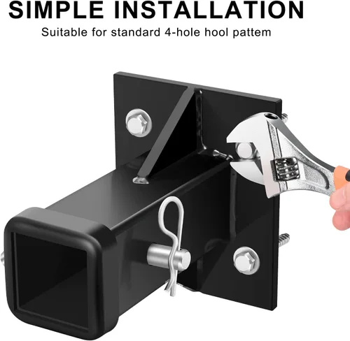 Vista 5 de DACK Soporte de pared de enganche, adaptador de tubo receptor atornillado, tubo de placa receptora de enganche de apertura de 2 pulgadas, receptor