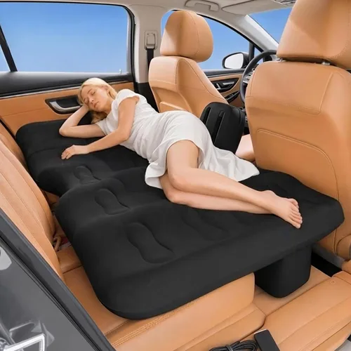Vista 2 de Asiento trasero del colchón de aire del coche con bomba Negro
