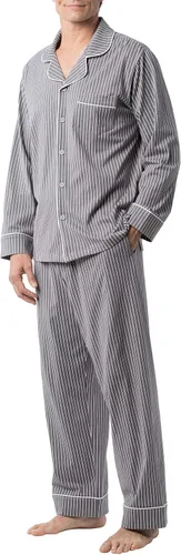 Vista 28 de PajamaGram Conjunto de pijama para hombre, clásico, 100% algodón Negro
