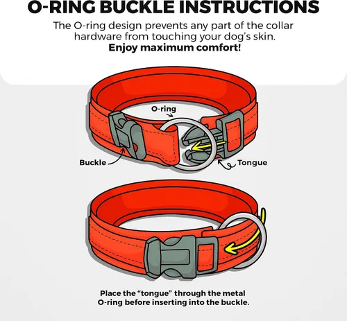 Vista 6 de BLAZIN Collar reflectante para perro con diseño de cierre de junta tórica para perros sensibles, acolchado de neopreno suave, collares para perros O
