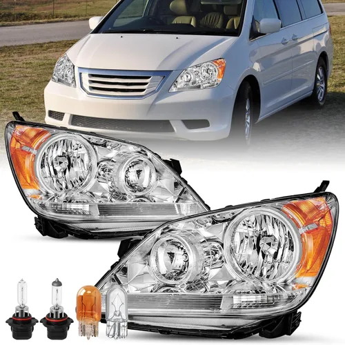 Vista 8 de SOCKIR - Para Honda Odyssey 2005-2010 Conjunto de faros delanteros negro Carcasa negra y reflector transparente