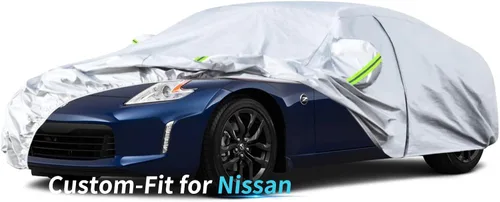Vista 14 de Funda para automóvil con ajuste personalizado para NIS-san, funda de automóvil de 7 capas impermeable para todo tipo de clima, cubierta completa