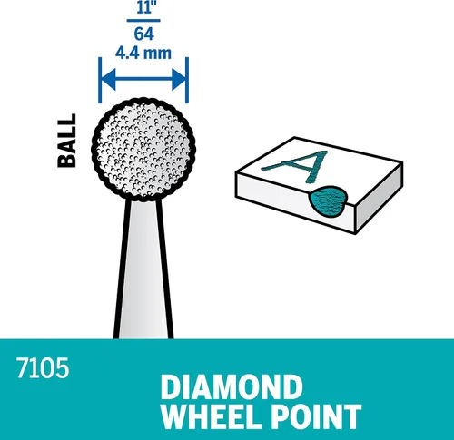 Vista 2 de Dremel 7105 Diamond Ball Point, 1164", accesorio para herramientas rotativas