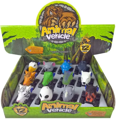 Vista 7 de Liberty Imports Paquete de 12 autos de juguete de animales grandes, juguetes de carreras de juguete de animales grandes, regalos de fiesta, juego