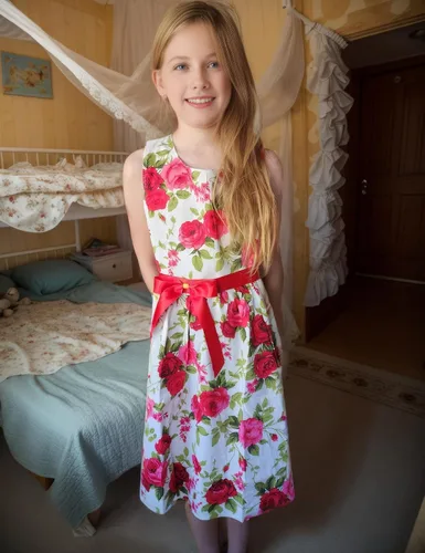 Vista 20 de Vestido de verano para niña, de algodón, con diseño floral