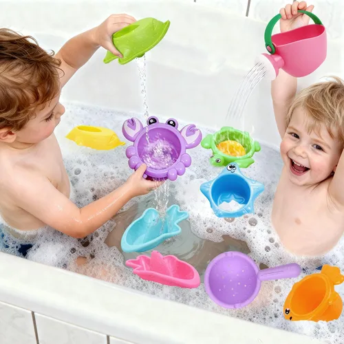 Vista 3 de 10 juguetes de baño para niños de 1 a 3 años, juguetes de agua para bañera y piscina para niños pequeños de 1 a 3 años y bebés de 12 a 18 meses