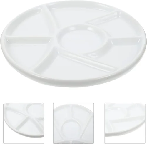 Vista 5 de EXCEART Bandeja de pintura de porcelana de cerámica Bandeja de mezcla de cerámica Placas de pintura de acuarela Bandeja de pintura de acuarela Placa