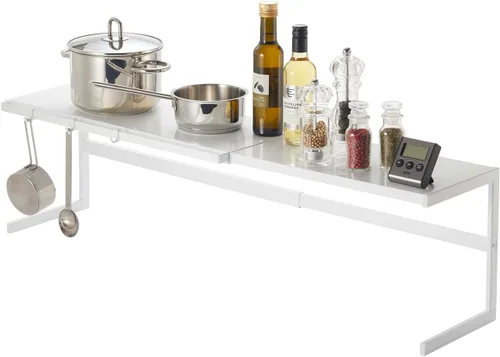 Vista 9 de YAMAZAKI Home Tower - Estante de soporte expandible - Organizador de estante de almacenamiento de cocina - Grande - Acero