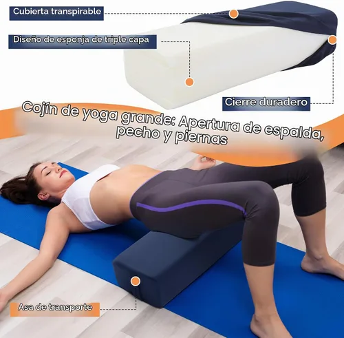 Vista 3 de MABOZOO Almohada de yoga de 2 piezas, cojines rectangulares y de meditación de media luna con funda extraíble para yoga restaurativo, accesorios