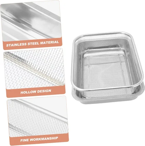 Vista 7 de BESTonZON Juego de 2 juegos de herramientas de parrilla de acero inoxidable para parrilla, colador de fregadero, cesta de colador de cocina, cuenco