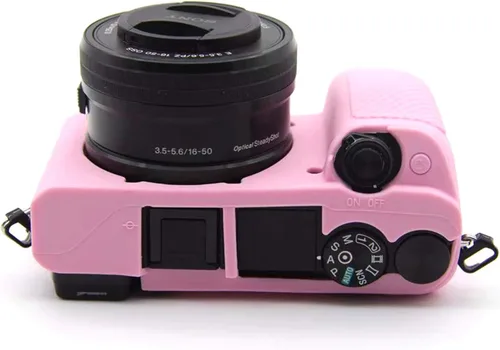 Vista 3 de Casos de cámara de silicona segura profesional Carcasa de goma para cámara Sony Alpha a6400 sin espejo (rosa)
