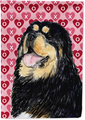 Vista 304 de Caroline's Treasures SS4484GF Bandera de jardín con diseño de bulldog inglés y corazones para el Día de San Valentín, bandera decorativa para patio