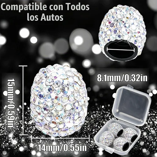 Vista 2 de 4 tapas de válvula de vástago de neumático de diamantes de cristal brillante, a prueba de polvo, tapas universales para válvulas de neumáticos