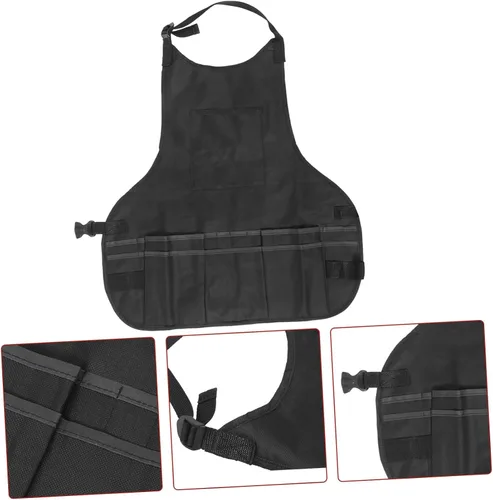 Vista 6 de Unomor Adjustable Art Apron for Artists Protective Painting Tool Storage Apron in Black Size S Waterproof and Chemical Resistant for Creative