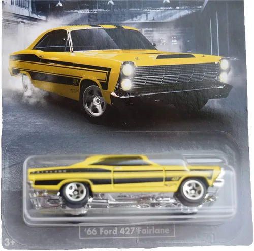 Vista 2 de Hot Wheels American Steel Series '66 Ford 427 Fairlane 2/10, amarillo