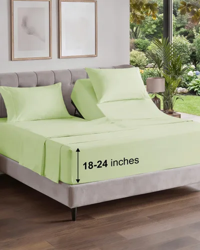 Vista 323 de Extra Deep Twin XL Sheet Set - 3 Piece College Dorm Room - White 01-Blanco