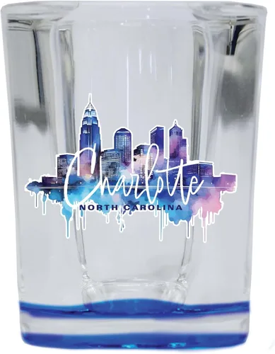 Vista 4 de Charlotte North Carolina Design B Souvenir - Vaso de chupito cuadrado de 2.5 onzas Claro Individual