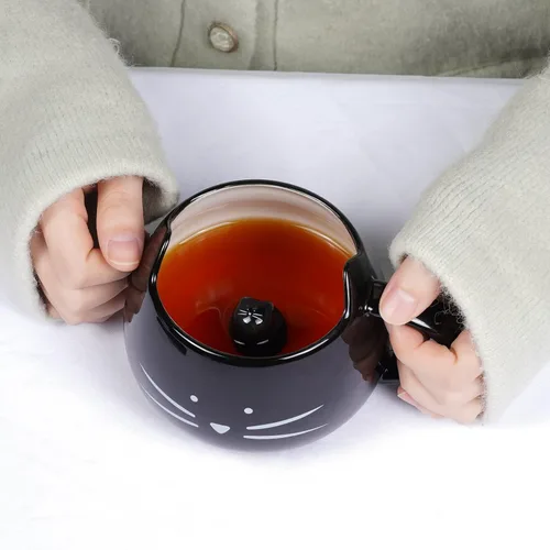 Vista 2 de Koolkatkoo Linda taza de café de cerámica con diseño de gato, 12 onzas, para amantes de los gatos, tazas de té, regalos para mujeres y niñas