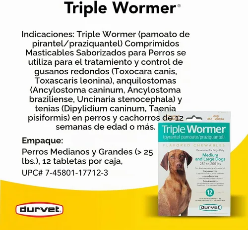Vista 3 de Durvet Triple Wormer para perros medianos y grandes