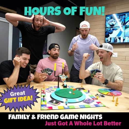Vista 5 de Dude Perfect Juego de mesa, juegos de mesa familiares desafiantes y competitivos para 2 a 5 jugadores, juegos de mesa deportivos ideales para noches