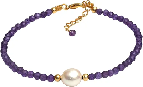 Vista 20 de Gempires - Pulseras de cuentas de cristal hechas a mano con joyería de perlas de agua dulce hipoalergénicas, chapadas en oro de 7.5 pulgadas