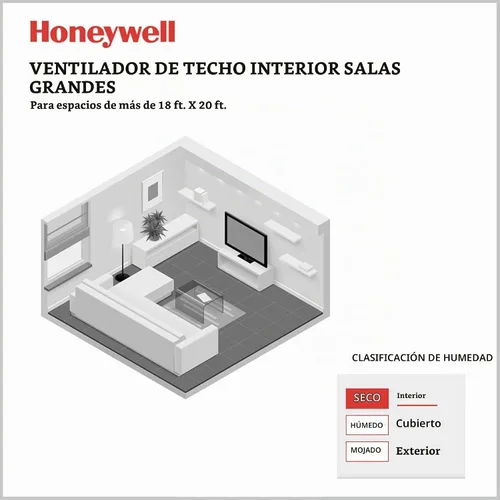 Vista 8 de Honeywell Ceiling Fans - Ventilador de techo Xerxes 51473-01, 62, negro mate