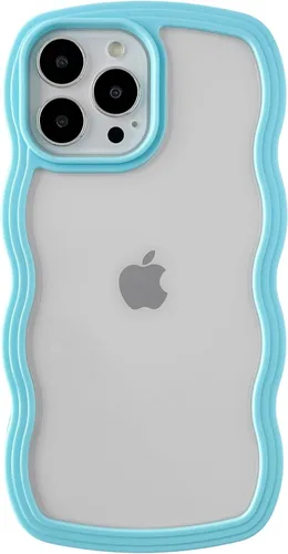 Vista 12 de Caseative Funda para iPhone 13 Pro Max, color negro Forma de marco de onda rizada linda a prueba de golpes suave