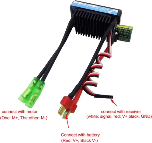 Vista 2 de 通用 12V 24V 100A ESC 997 Controlador de velocidad del motor de cepillo 2 vías adelante hacia atrás freno para RC barco marino tanque de camión