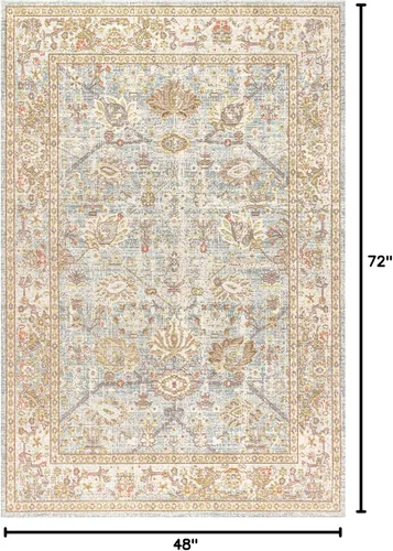 Vista 2 de JONATHAN Y Alba Modern Faded Peshawar - Alfombra para interiores, 4 x 6 pulgadas, de transición, tradicional, fácil de limpiar para sala de estar