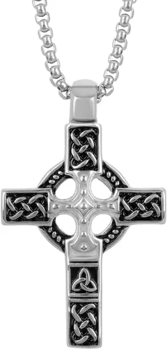 Vista 8 de Cross Pendant for Car Rear View Mirror Decor Prayer Hanging Ornament Stainless Steel Celtic Knot Cross Necklace Adult Men Christian Gift