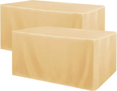 Vista 26 de Obstal Paquete de 2 manteles negros ajustables para mesas rectangulares de 4 pies, resistente al agua, lavable, tela de poliéster