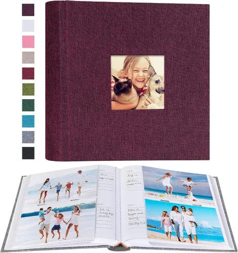 Vista 38 de Mublalbum - Pequeño álbum de fotos 4x6 con cubierta de lino y áreas de notas, libro de fotos con bolsillos verticales para boda, familia, bebé