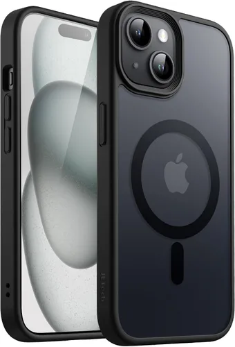 Vista 13 de JETech - Carcasa magnética mate para iPhone 15, color negro Compatible con MagSafe, parte trasera mate translúcida, protección delgada a prueba