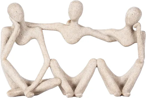 Vista 13 de BMLCGJ Estatua del pensador dorada, escultura de arte abstracto decorativa, figuras coleccionables de resina dorada para decoración del hogar, sala
