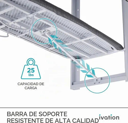 Vista 4 de Ivation Tabla de planchar montada en la pared Estación de planchado plegable de 36.2 x 12.2 pulgadas resistente para el hogar y apartamentos