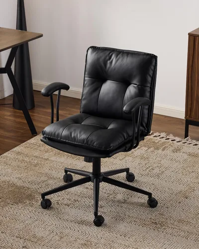 Vista 8 de Karl home Faux Leather Padded Office Desk Chair, Brown