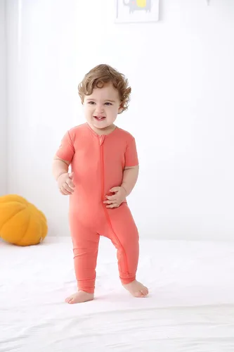 Vista 2 de GUISBY Rayón hecho de pijama de bambú para bebé, mameluco de verano de manga corta sin pies, con cremallera de 2 vías