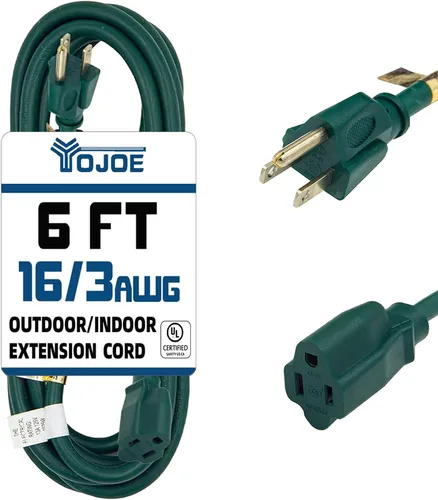 Vista 16 de YOJOE Cable de Extensión, Cable de Alimentación de 3 Clavijas 13A Resistente a la Intemperie, Cable de Extensión Marrón de Servicio Pesado Calibre