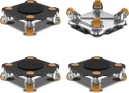 Vista 9 de ONEON Paquete de 4 unidades de plataformas para muebles con ruedas giratorias de 360° interconectables