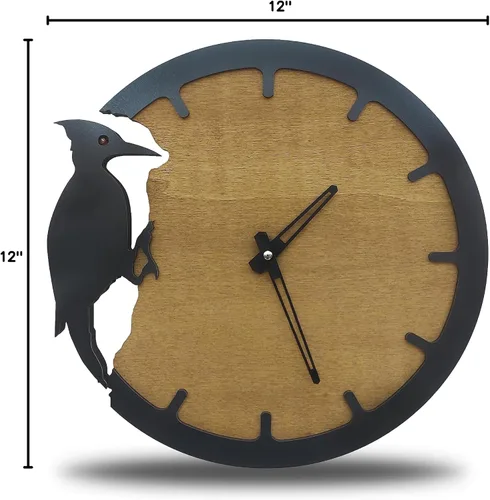 Vista 7 de Reloj de pared de pájaro carpintero, decoración moderna del hogar, reloj de pared de animales, reloj de pared de madera, relojes para decoración