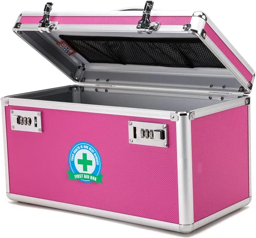 Vista 8 de Caja de medicamentos con cerradura con estuche de almacenamiento portátil, 10.2 x 6.8 x 6.8 pulgadas, organizador de bloqueo de medicamentos a