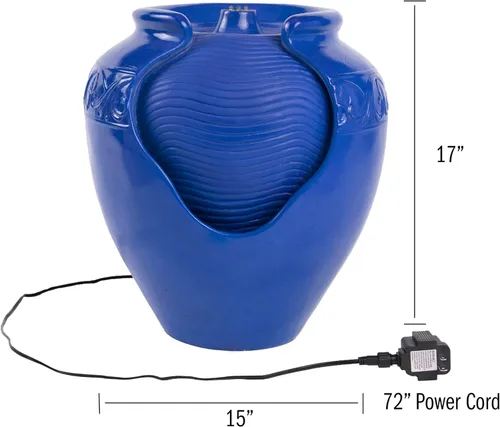 Vista 2 de Pure Garden - Fuente de agua para frascos, para interiores o exteriores, con aspecto de cerámica, función de agua de resina con bomba eléctrica