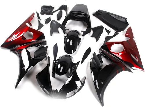 Vista 2 de Brillante rojo negro motocicleta carenados completos para Yamaha YZF-600 R6 R6S '06-09 2003 2004 YZF-R6 03 04 molde de inyección ABS cuerpo cuerpo
