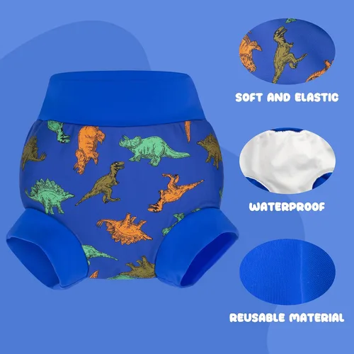 Vista 3 de BIG ELEPHANT Pañales de natación para bebé, 3 piezas, reutilizables, ajustables, lavables, impermeables, para niños y niñas, 3T